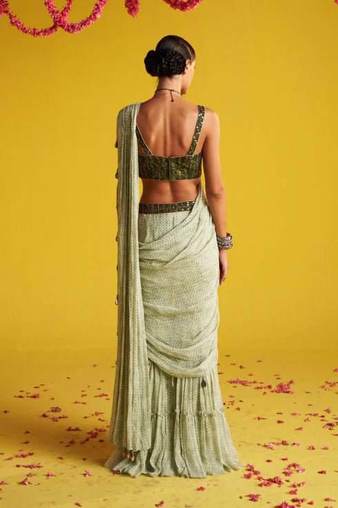 Sera Green Saree Set